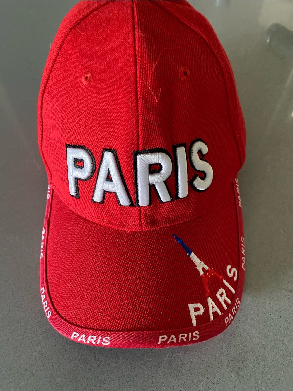 Zara Red 'PARIS' Embroidered Baseball Cap Adult One Size Authentic France